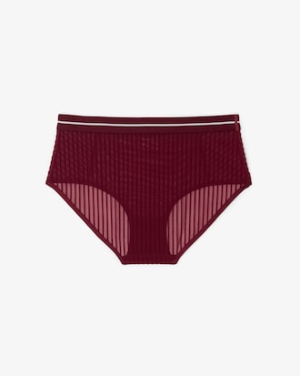 High Waist Velour Stripe Mesh Briefs