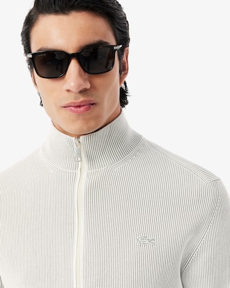 Men's Zip-Up Cotton Rib Sweater