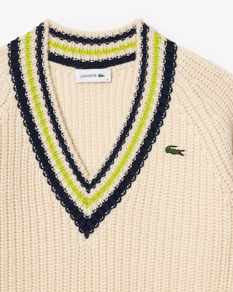 Women's Oversized Wool V-Neck Tennis Sweater