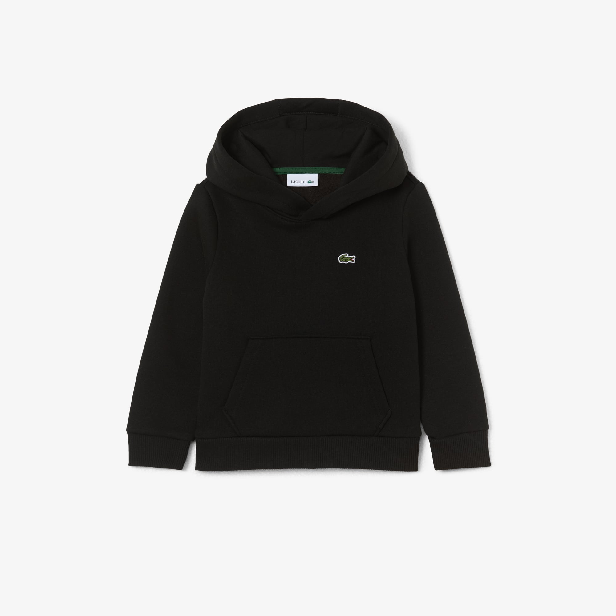 Lacoste Kids' Kangaroo Pocket Fleece Hoodie - 4 Years In Black