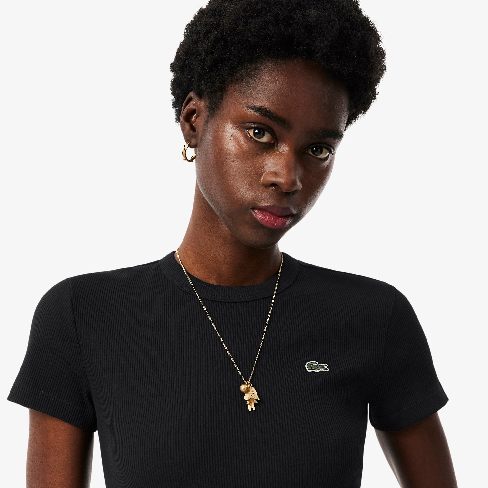 Women's Slim Fit Ribbed Cotton T-Shirt
