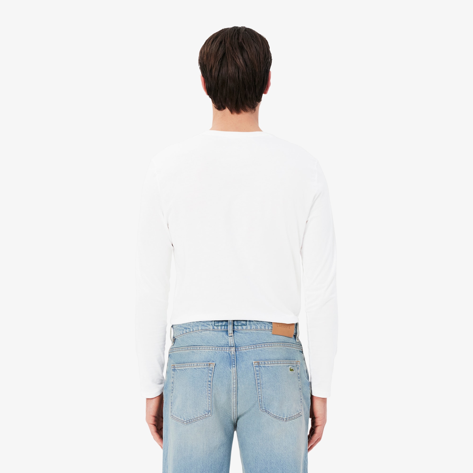 Tシャツ・カットソー Lacoste Men's Crew Neck Long Sleeve Tee White TH3662-001 Lacoste White Crewneck Long Sleeve T-Shirt In 001 White - 42
