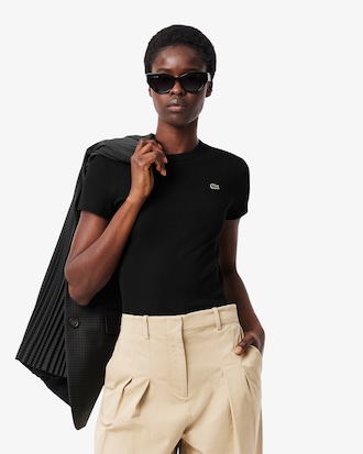 Playera Para mujer de corte slim de algodón acanalado