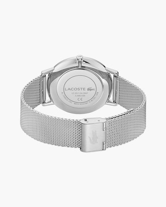 Men's Moon Watch with Stainless Steel Mesh Band Strap and Blue Dial