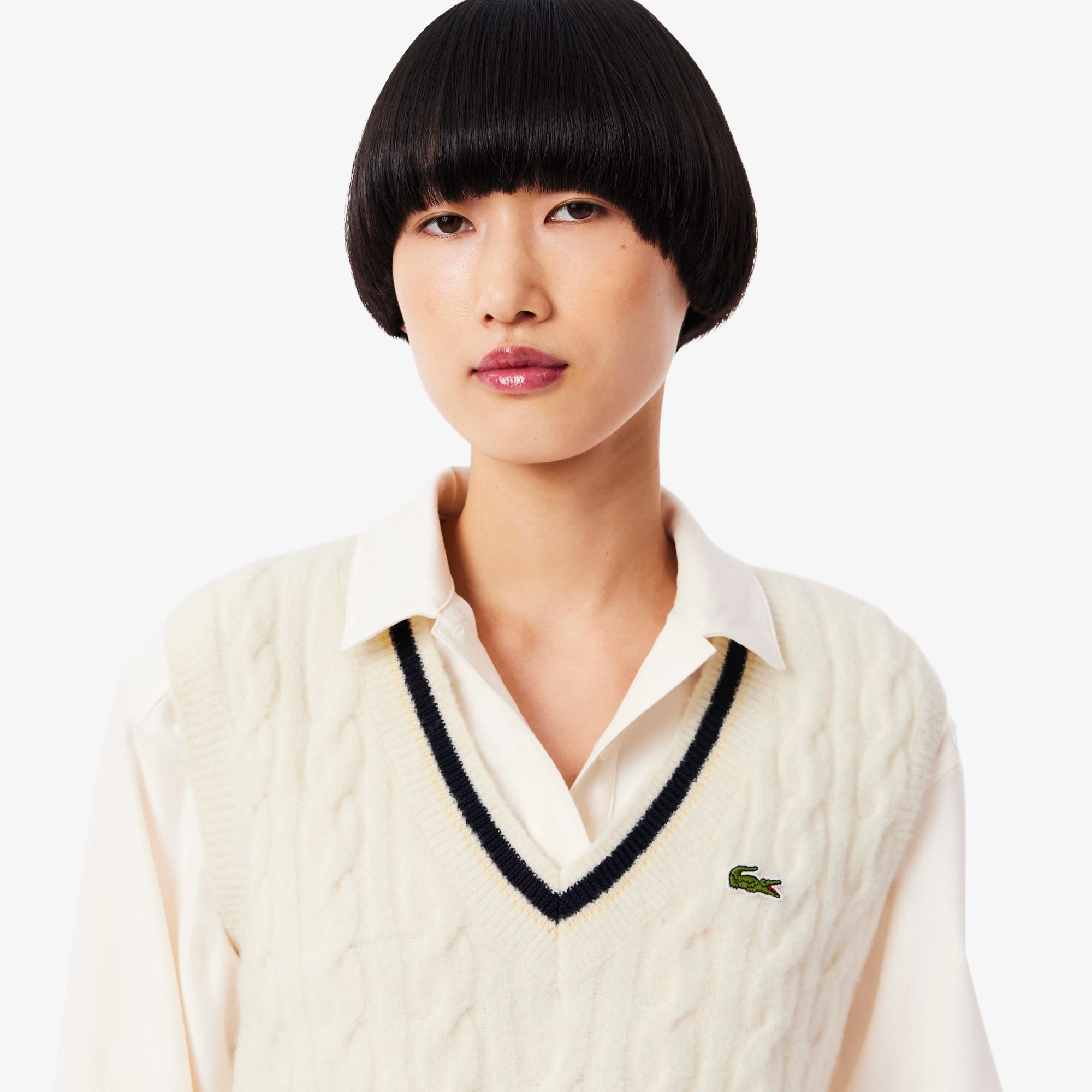 Women's Cable Knit Wool Sweater Vest