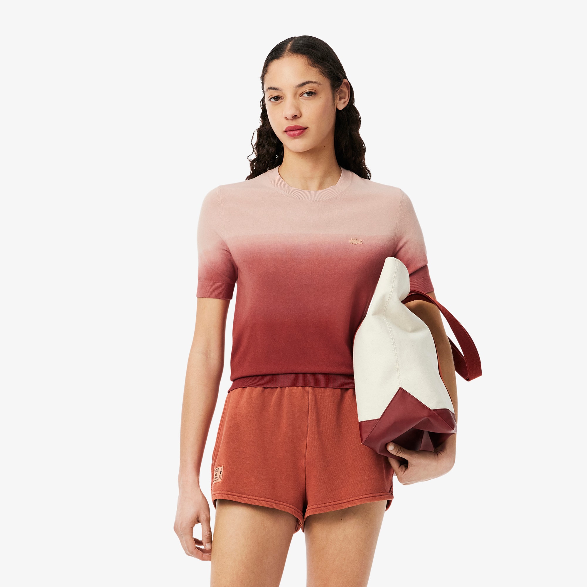 Lacoste Women's Short Sleeve Ombré Sweater