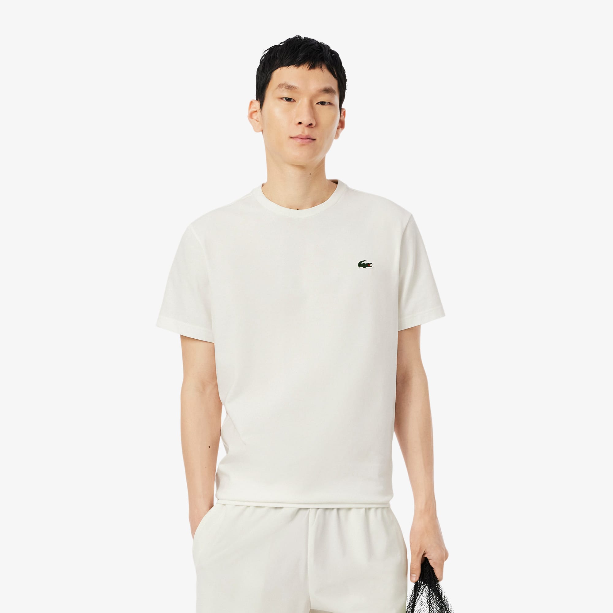 Lacoste Men's Ultra Dry Tennis Heritage Print T-shirt - S - 3 In Neutral