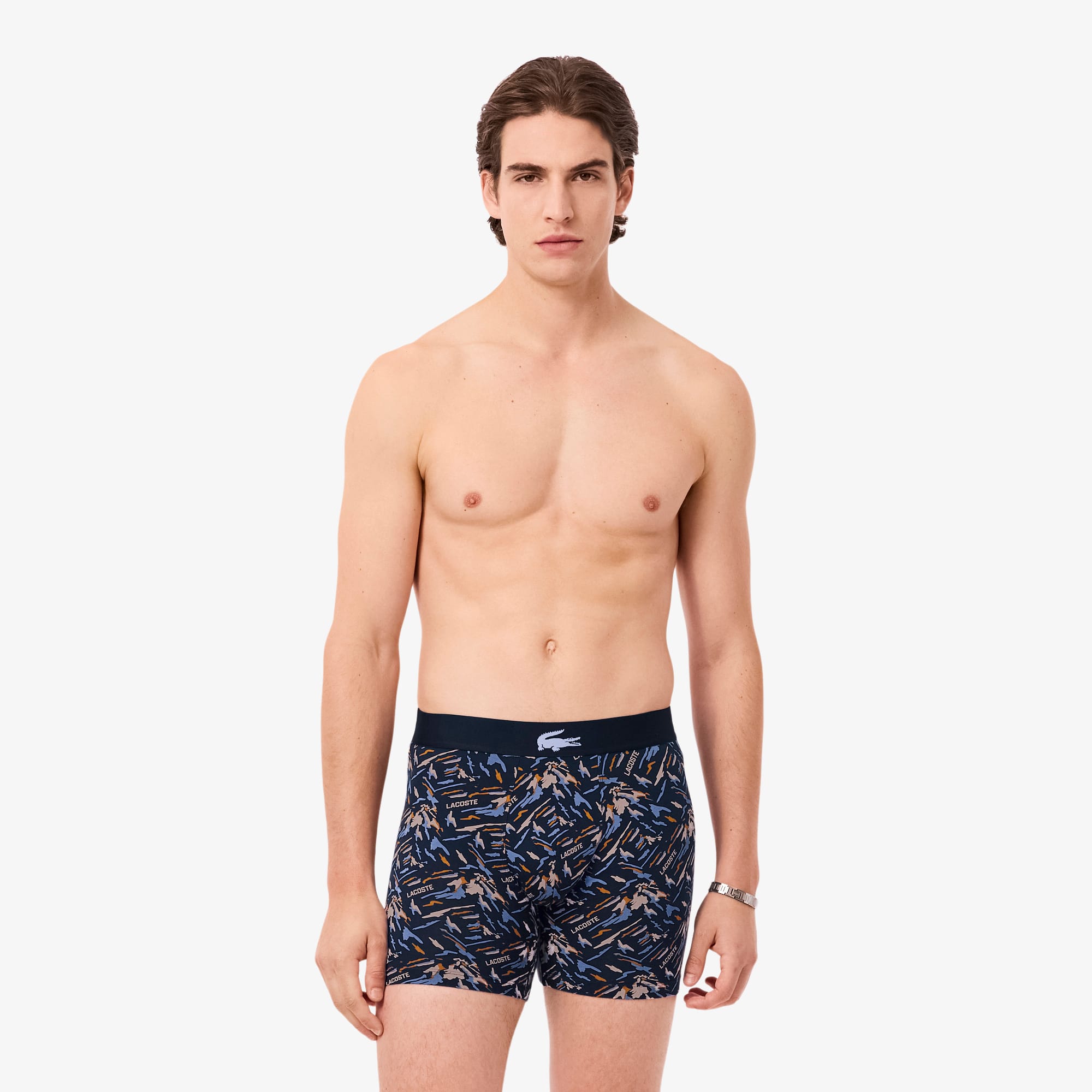 Lacoste Men's Printed Stretch Cotton Boxer Briefs