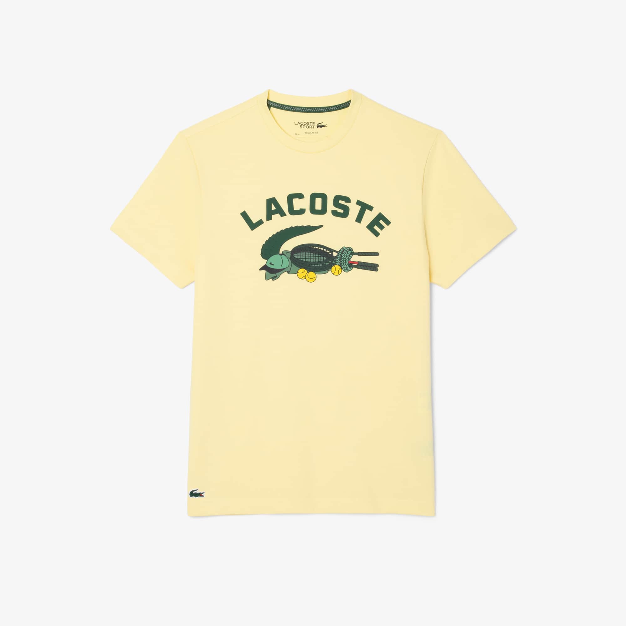Lacoste Men's Ultra Dry Tennis Heritage Print T-shirt - Xl - 6 In Green