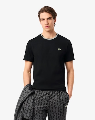 Men's Regular Fit Ribbed Collar Cotton T-Shirt