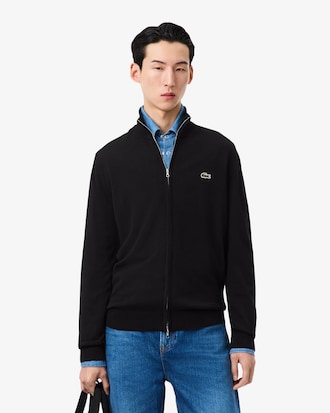 Men's Zip-Up High-Neck Cotton Sweater