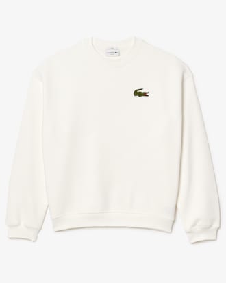 Unisex Loose Fit Badge Accent Fleece Sweatshirt