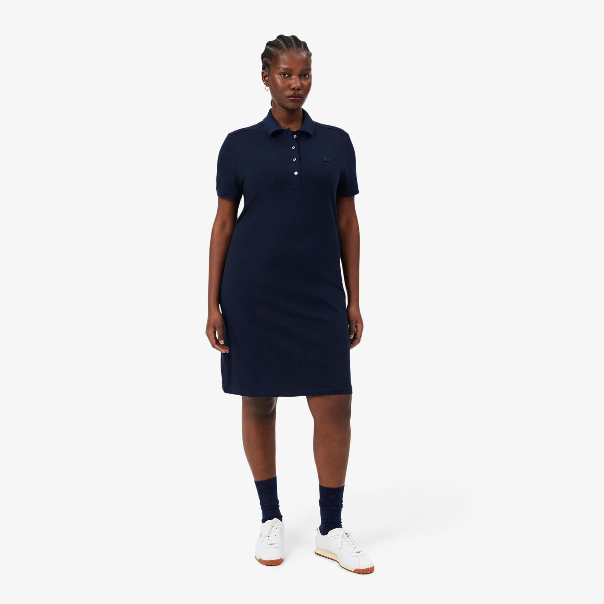 slim fit dress slacks LACOSTE WOMEN Slim Fit Stretch Mini Piqué Polo Dress Beige –  MAISONDEFASHION.COM main image 0