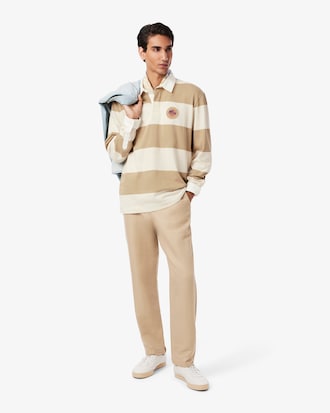Men's Relaxed Fit Striped Rugby Polo