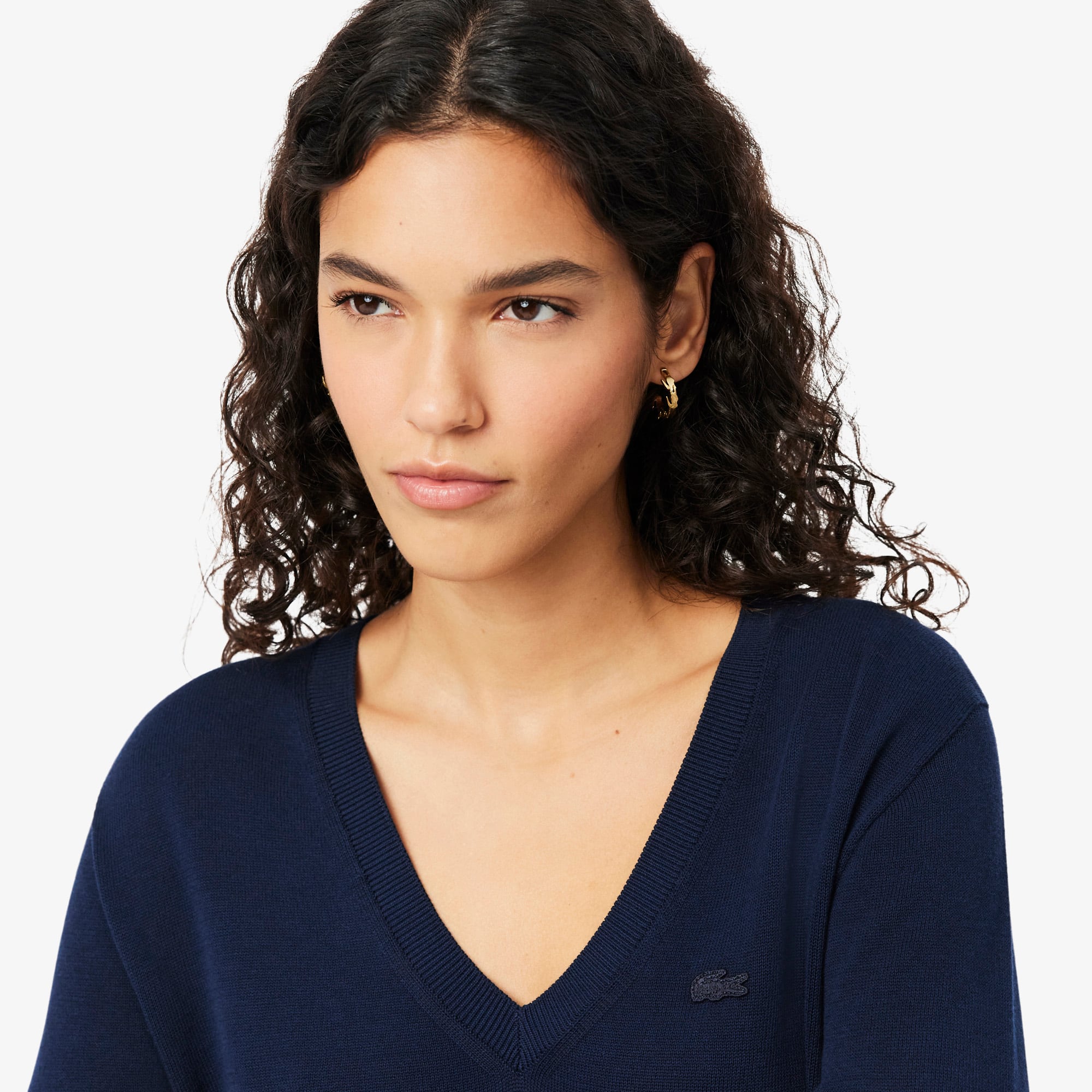 Seamless Knit V Neck Sweater