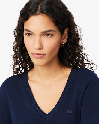 Seamless Knit V Neck Sweater