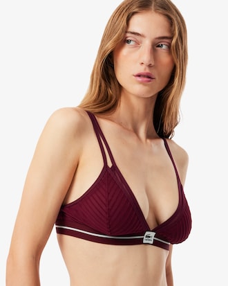 Velour Stripe Mesh Triangle Bralette