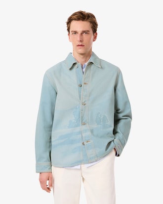 Men's Landscape Motif Denim Overshirt