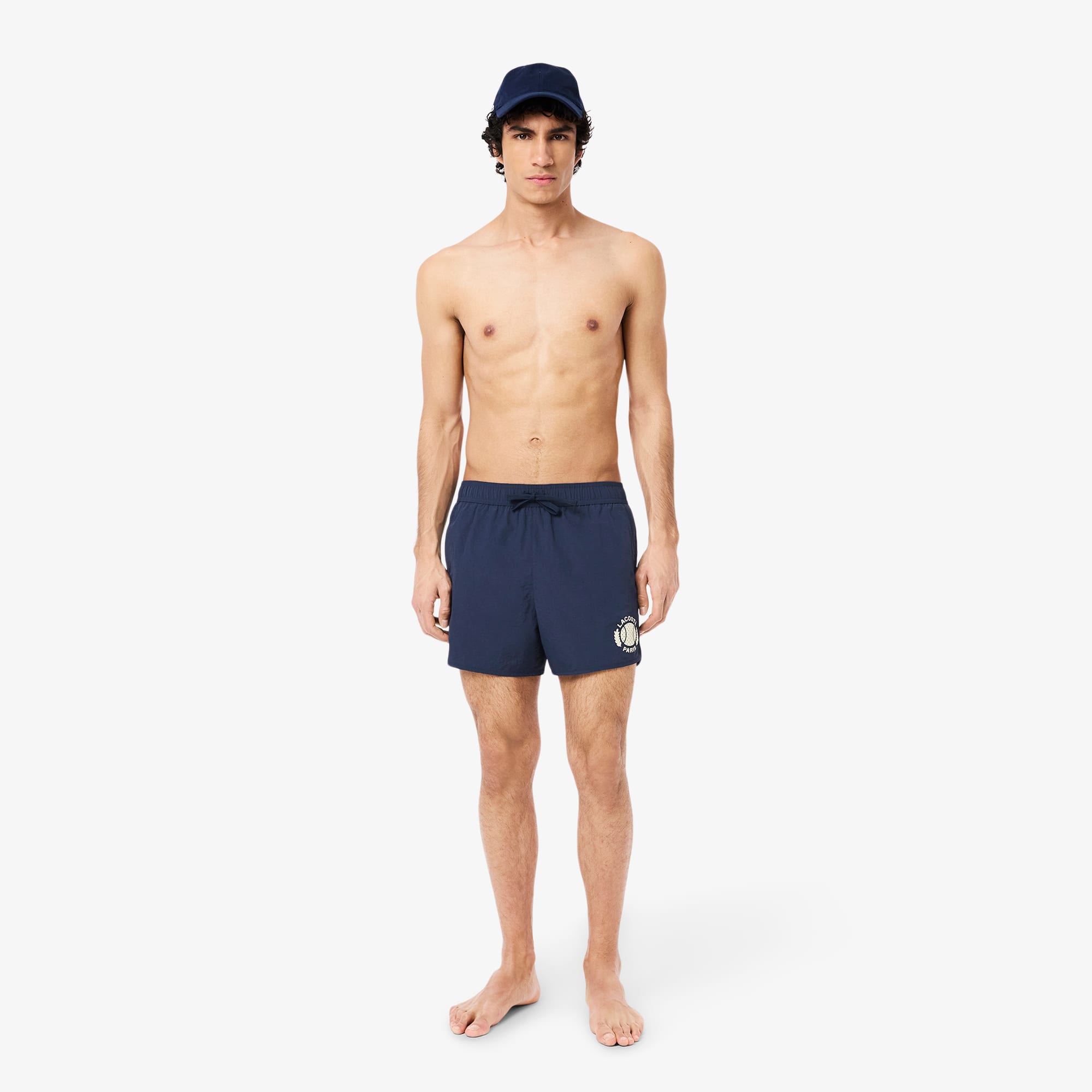 Lacoste Men's Short Badge Accent Swim Trunks