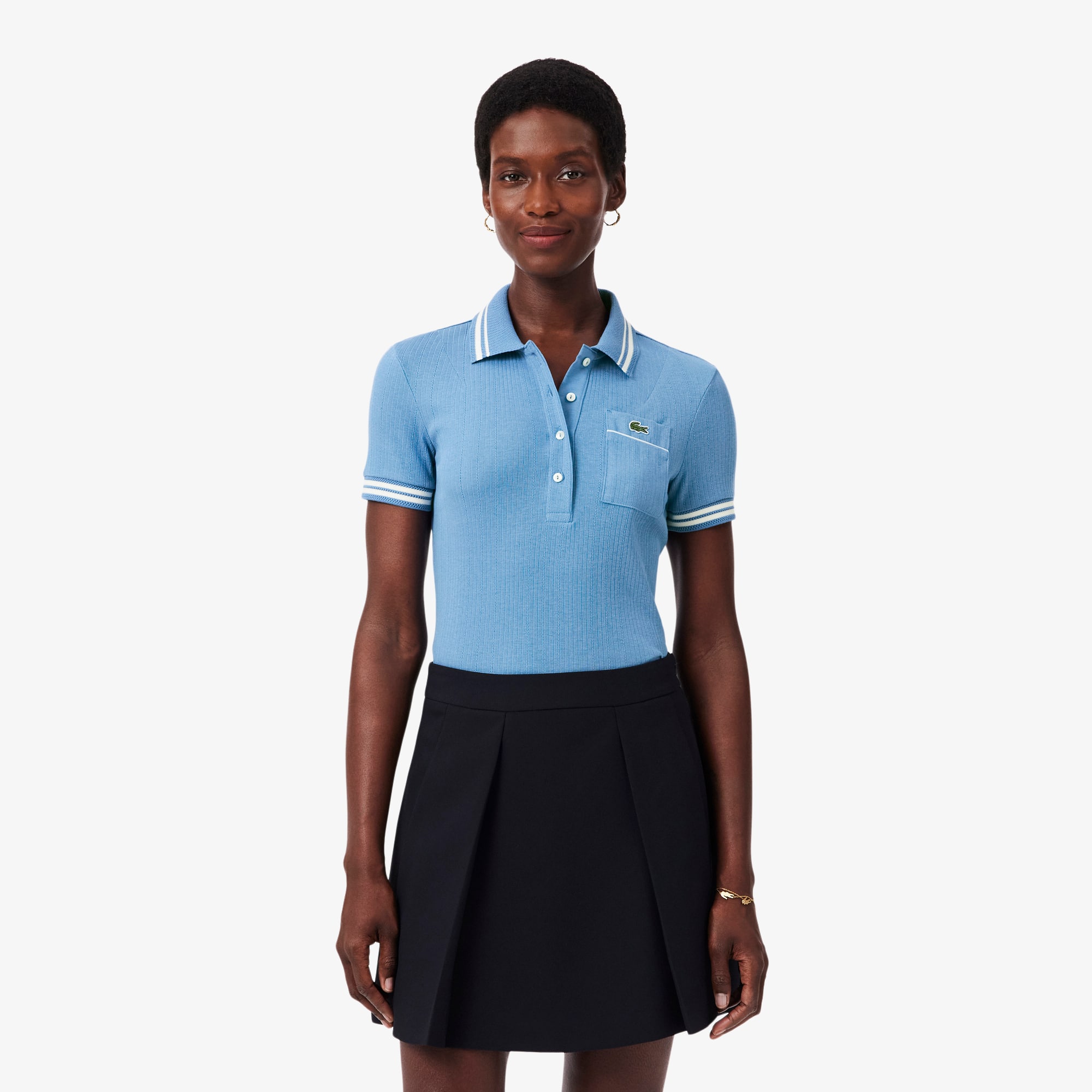 Lacoste Slim Fit French Made Ribbed Polo - 3xl (46) In Blue