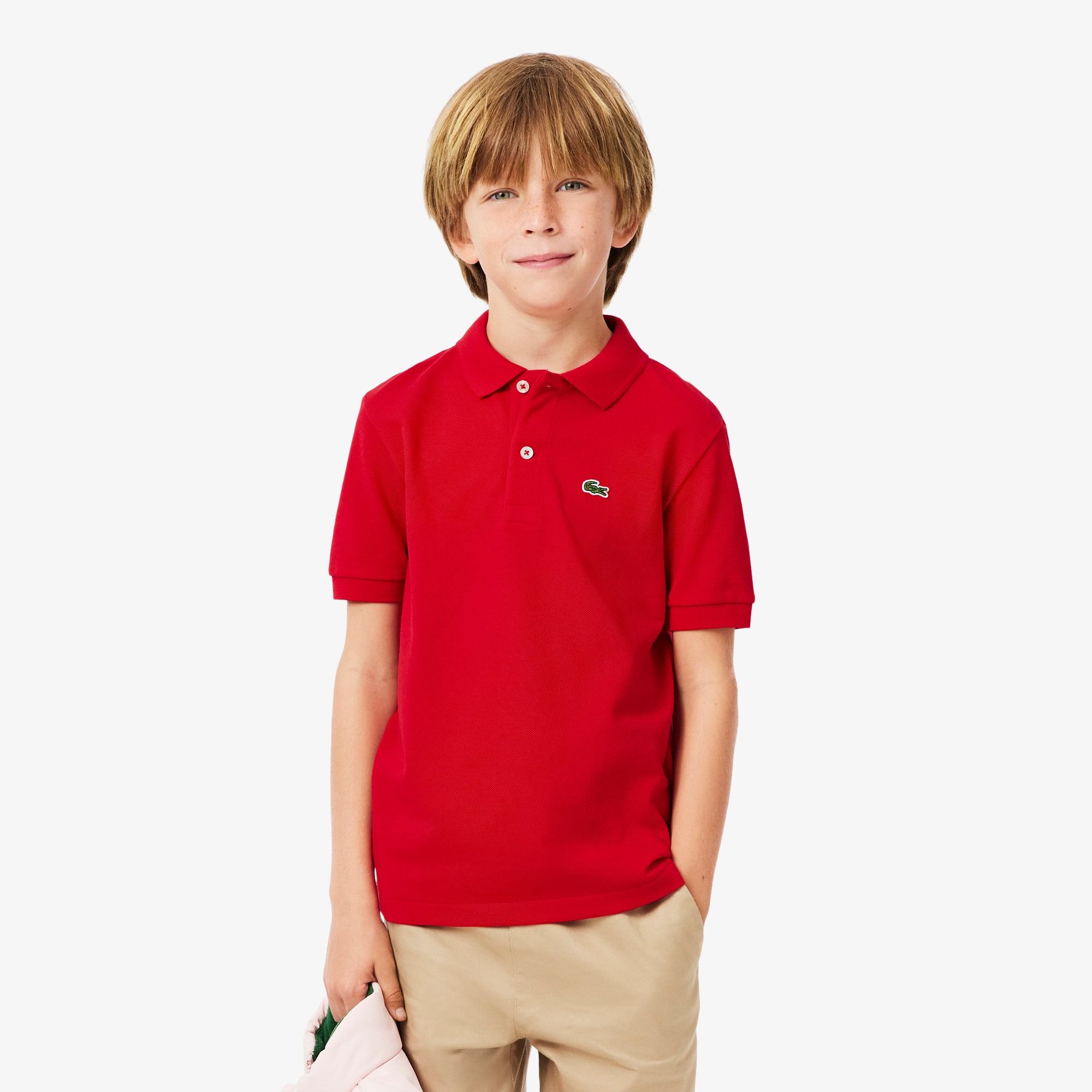 Lacoste Big Boys Cotton Petit Pique Polo Shirt - Lacoste Rouge Red