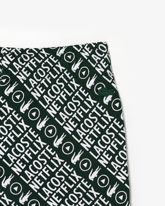Shorts estampados de algod&oacute;n org&aacute;nico de Lacoste x Netflix