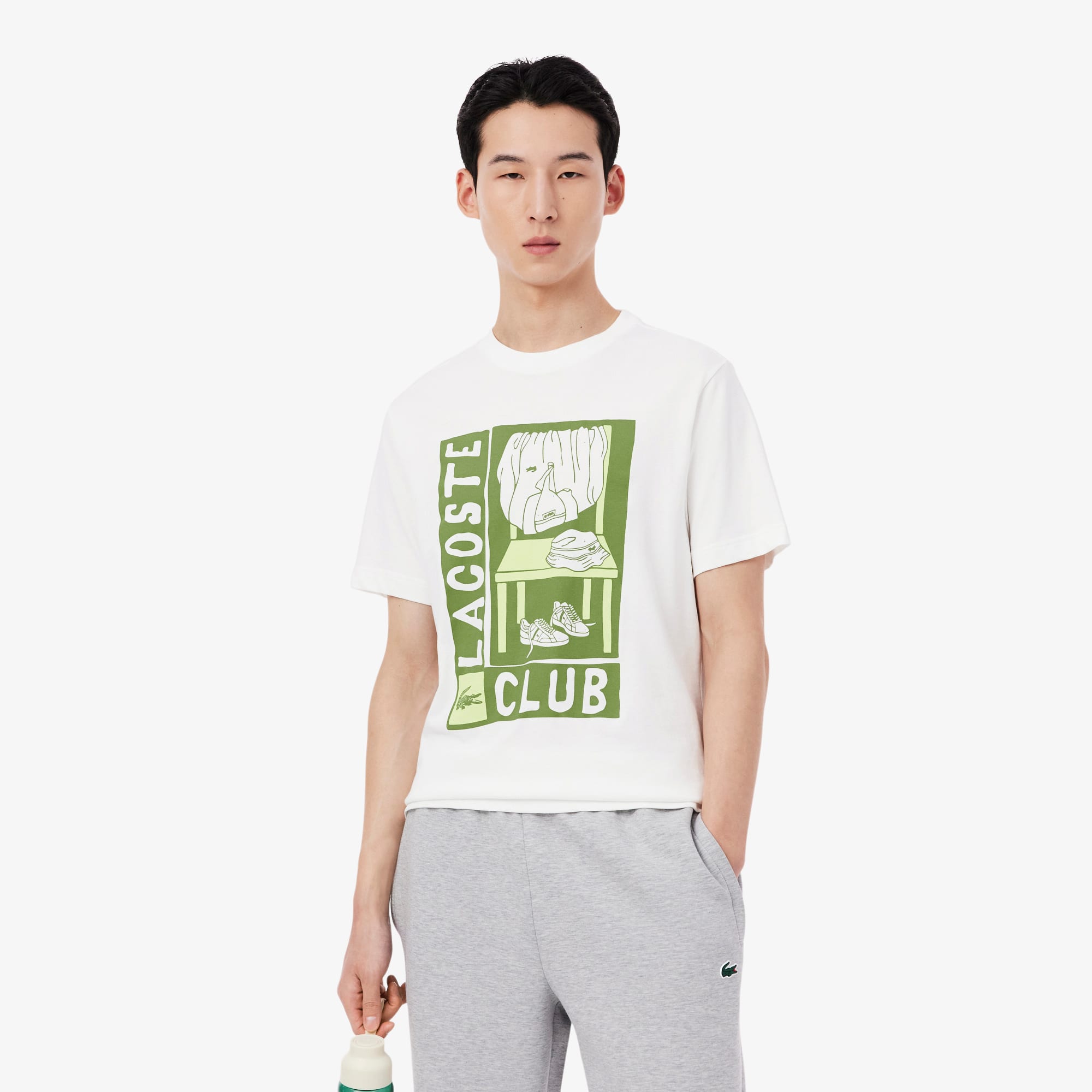 Lacoste Playera Sport Ultra Seco Impresa Blanco