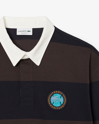 Men's Relaxed Fit Striped Rugby Polo