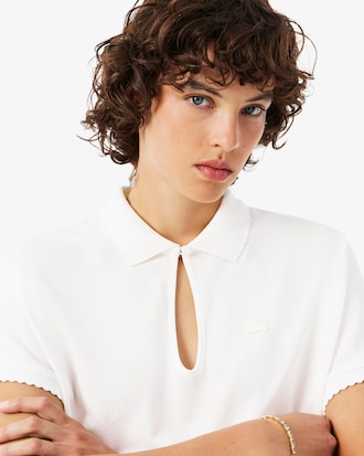 Relaxed Fit Scallop Trim Fluid Piqu&eacute; Polo Shirt