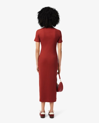 Women's Long Ribbed Cotton Polo Dress