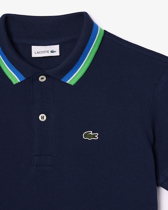 Kids' Stripe Collar Petit Piqué Polo