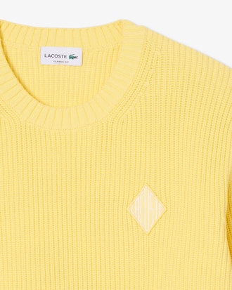 Pearl Rib Knit Badge Accent Sweater