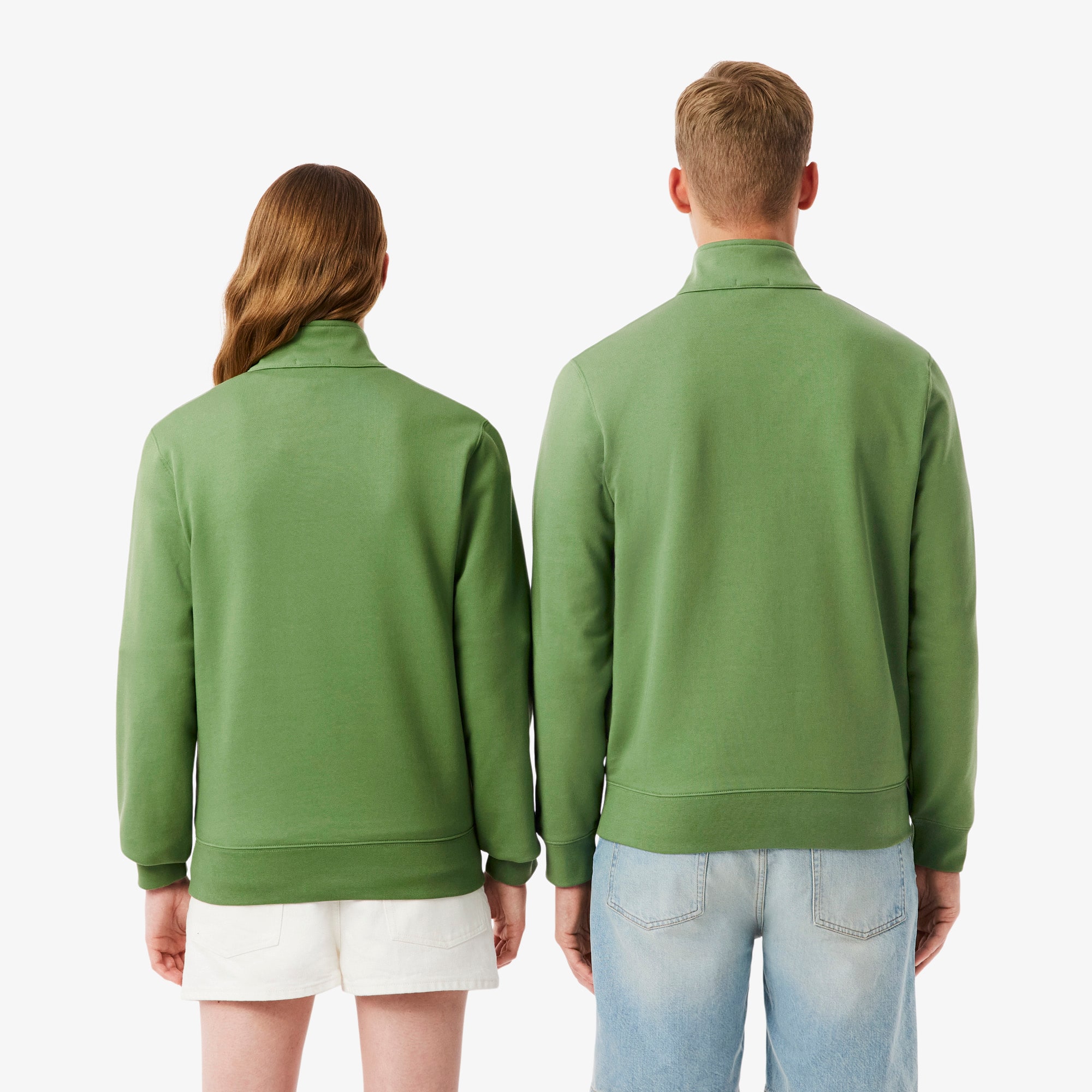 High Neck Embossed Zipped Sweatshirt