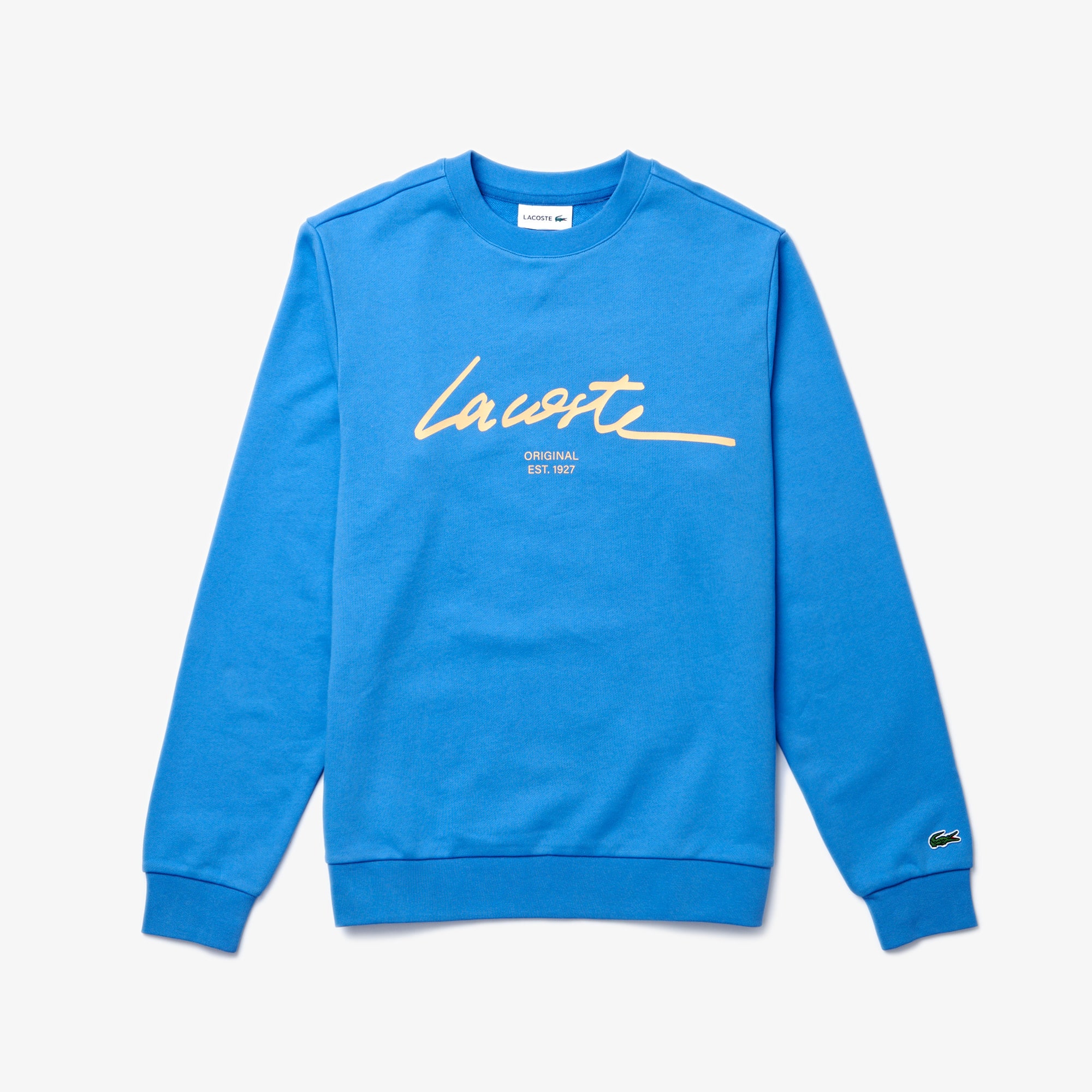 Men's Crew Neck Lettered Cotton Fleece Sweatshirt - Sweatshirts