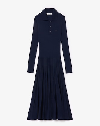 Women's Long Sleeve Ribbed Wool Dress