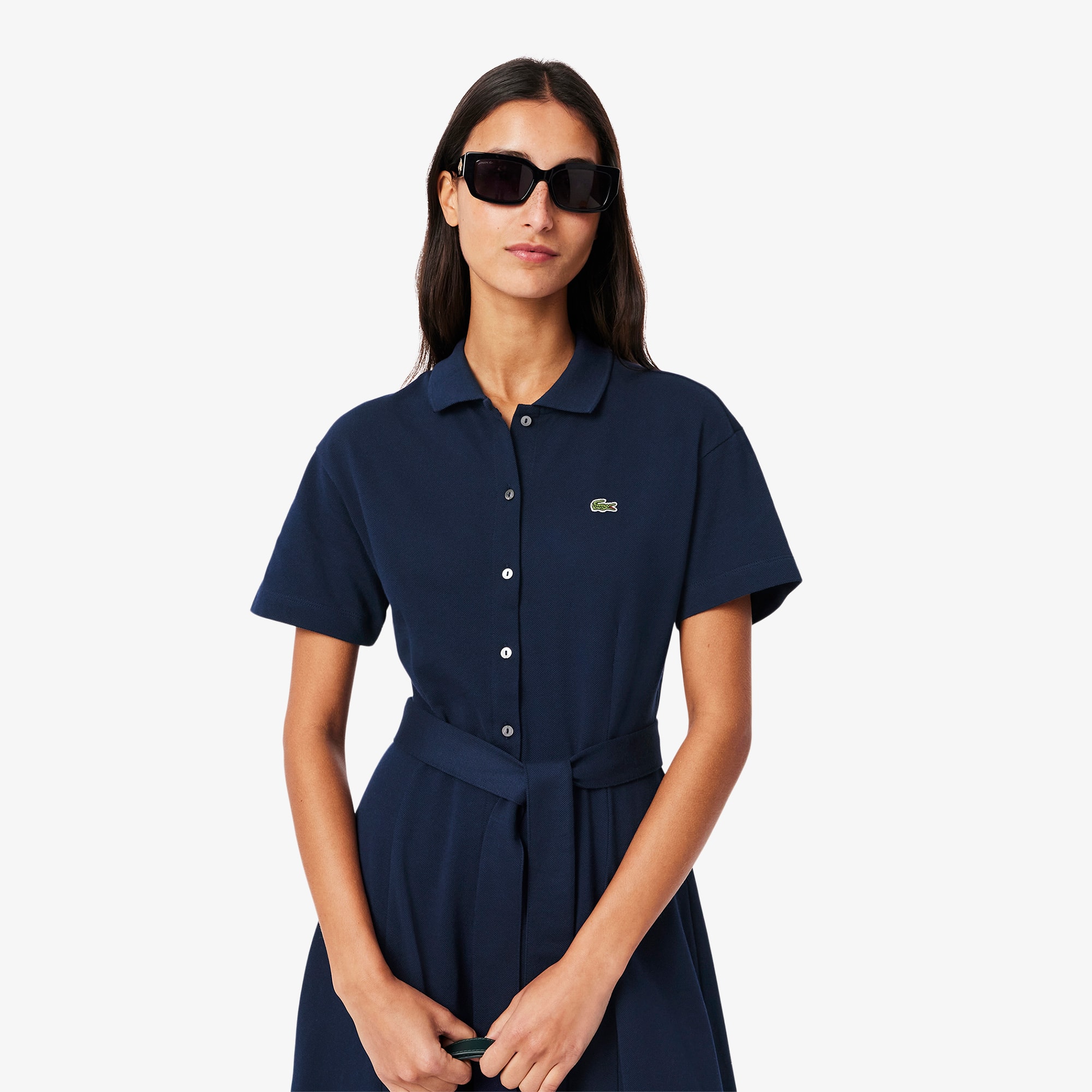 Women's Flared Mini-Piqué Polo Dress - Dresses - New In 2025