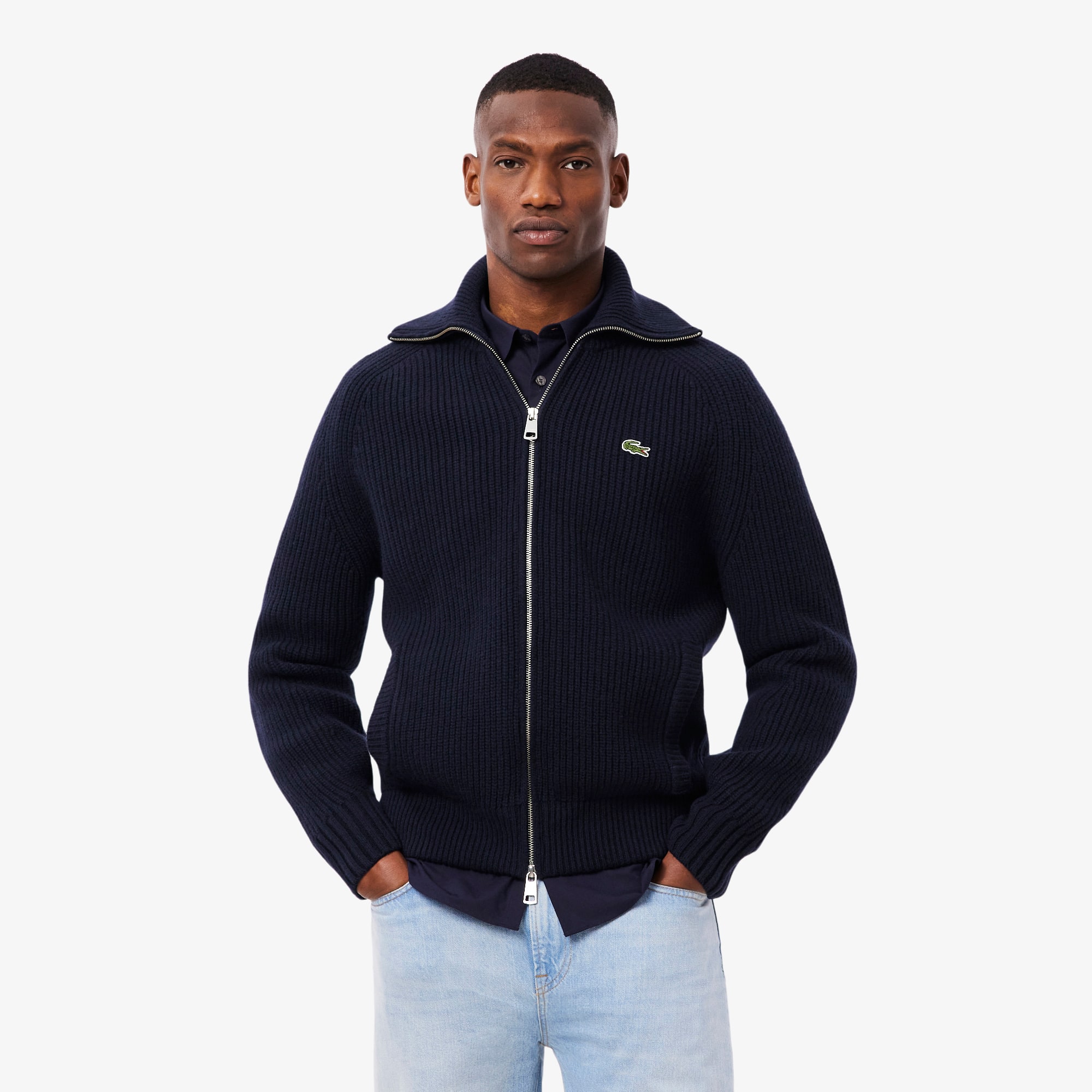Lacoste Men's Wool Zip-Up Sweater
