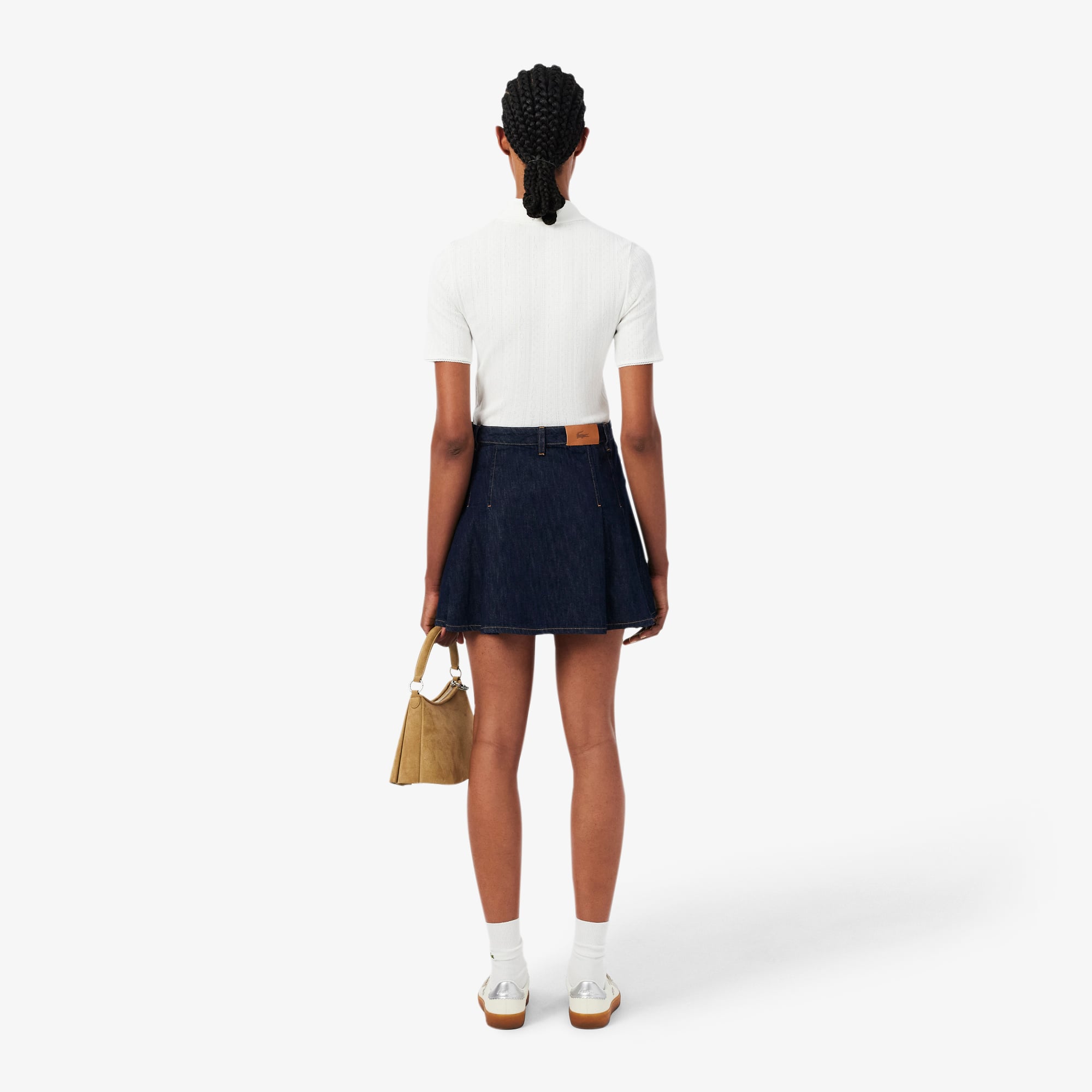 Short Pleated Denim Skirt