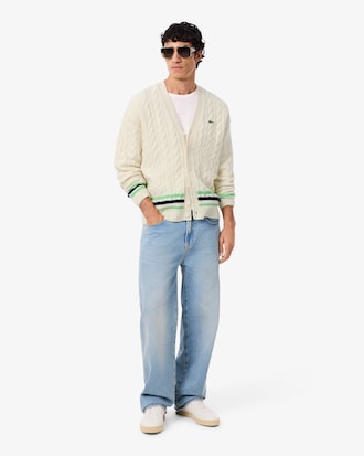 Men's Cable Knit Wool Cardigan