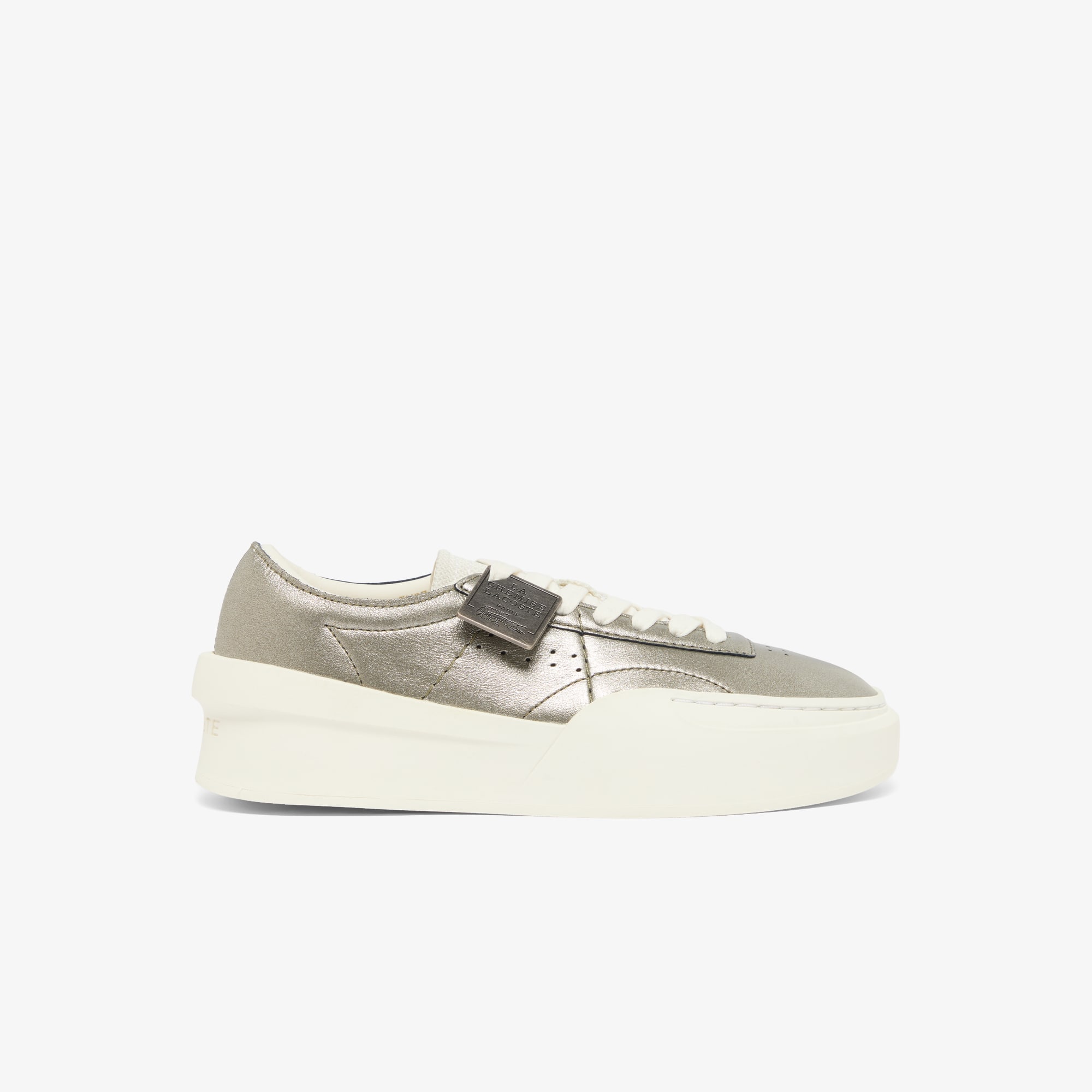Lacoste Sneakers Aura Club De Cuero Para Mujer Plateado