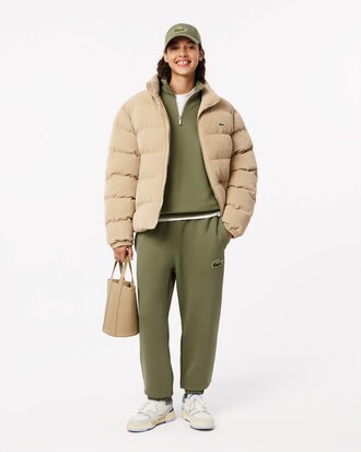 Unisex Loose Fit Badge Accent Half-Zip Sweatshirt