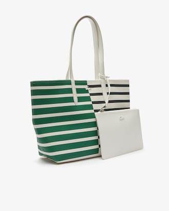 Anna Reversible Striped Petit Piqu&eacute; Tote