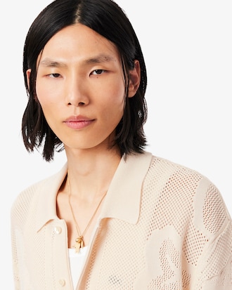 Short-Sleeved Jacquard Motif Knit Shirt