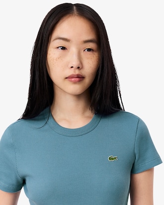 Women's Slim Fit Ribbed Cotton T-Shirt