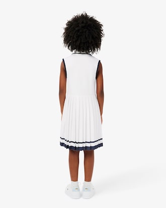 Kids' Stretch Piqué Pleated Polo Dress