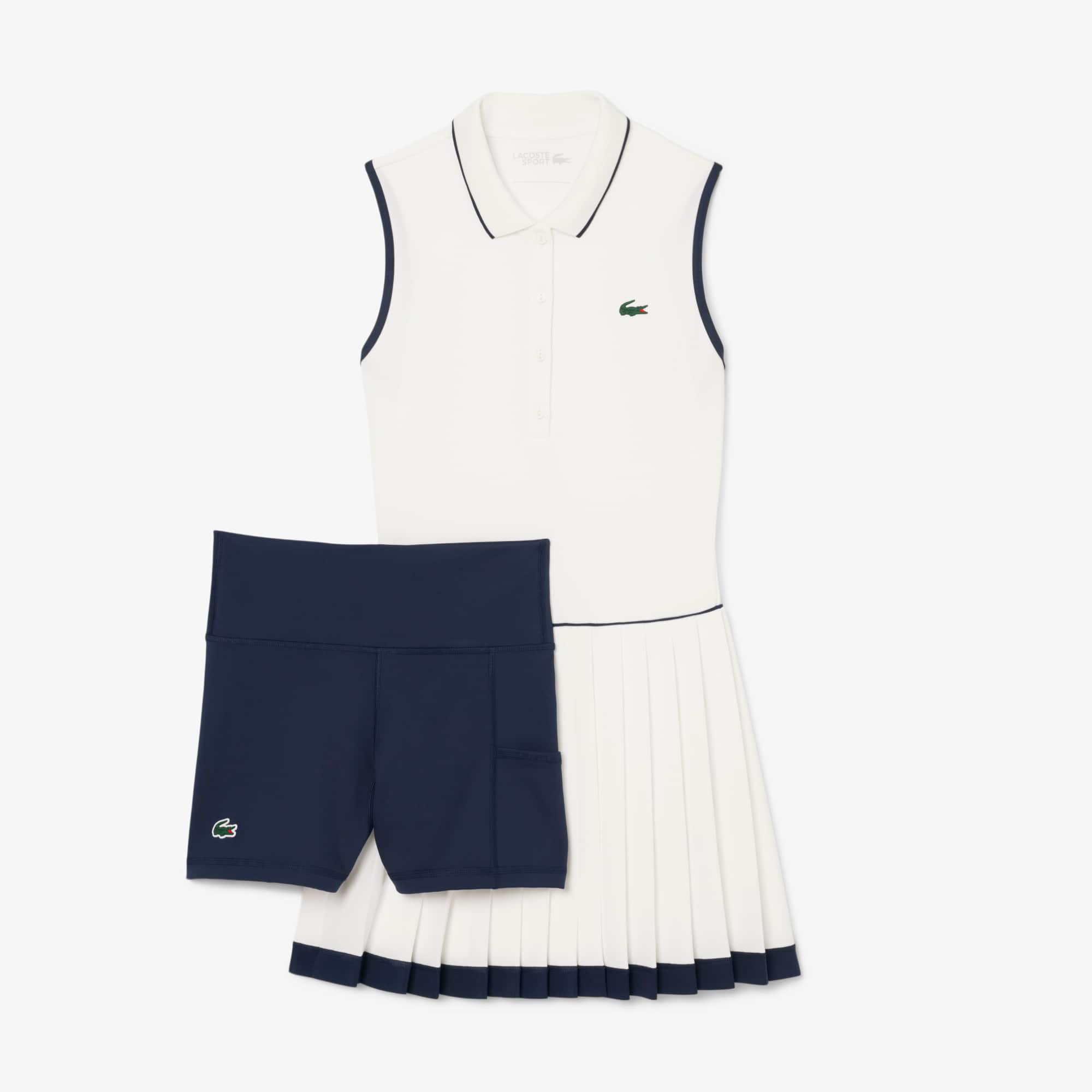 【LACOSTE】Tennis Color Tipping Dress Ivory Women's Piqué Tennis Dress with Removable Liner - Dresses