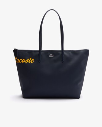 Grand sac cabas L.12.12 en toile piqu&eacute;e avec marquage