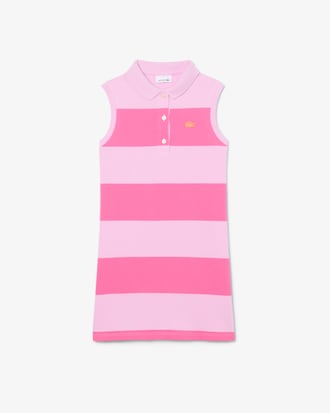 Sleeveless Striped Petit Piqu&eacute; Polo Dress