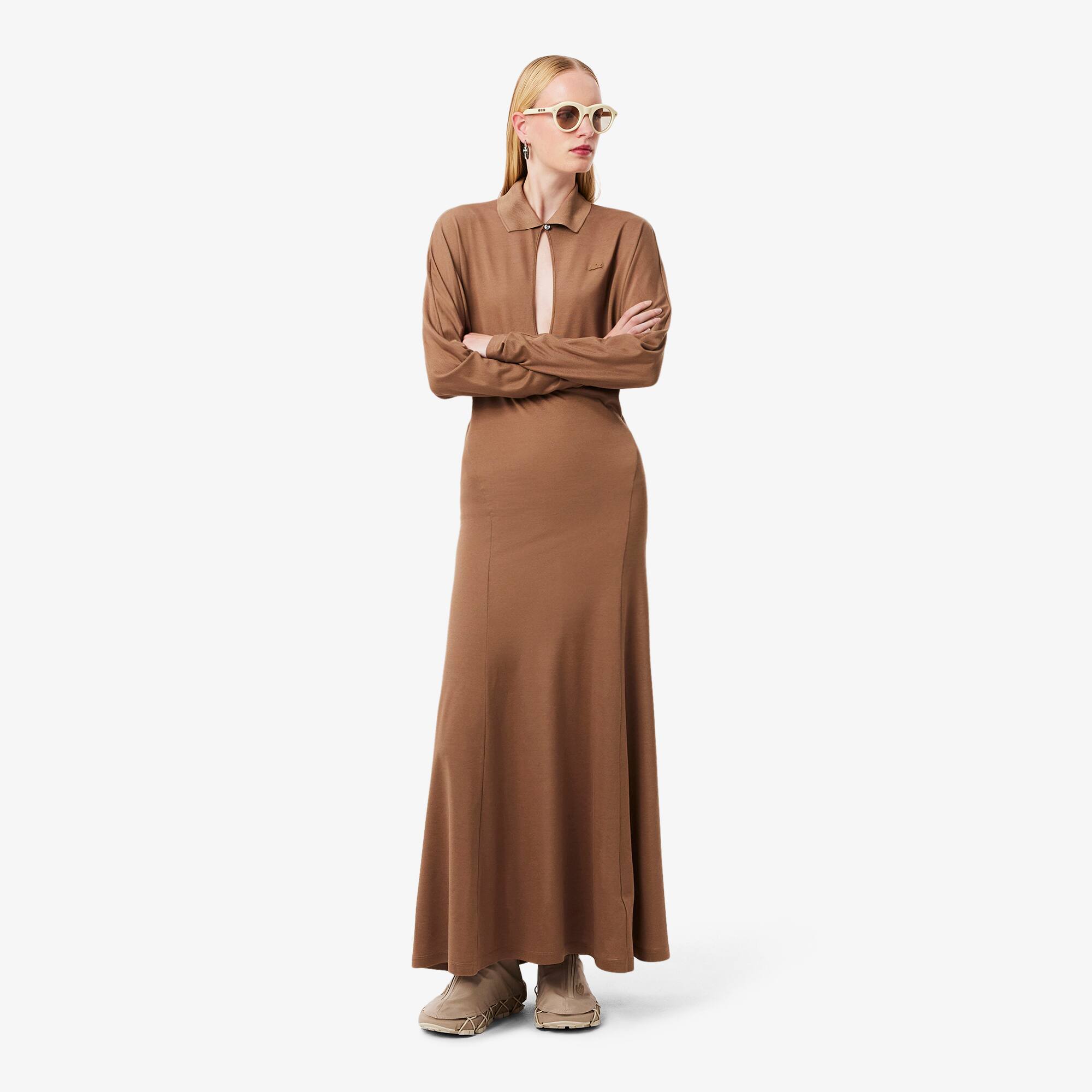 Runway Polo Collar Silk Maxi Dress - Dresses - New In 2026 | Lacoste