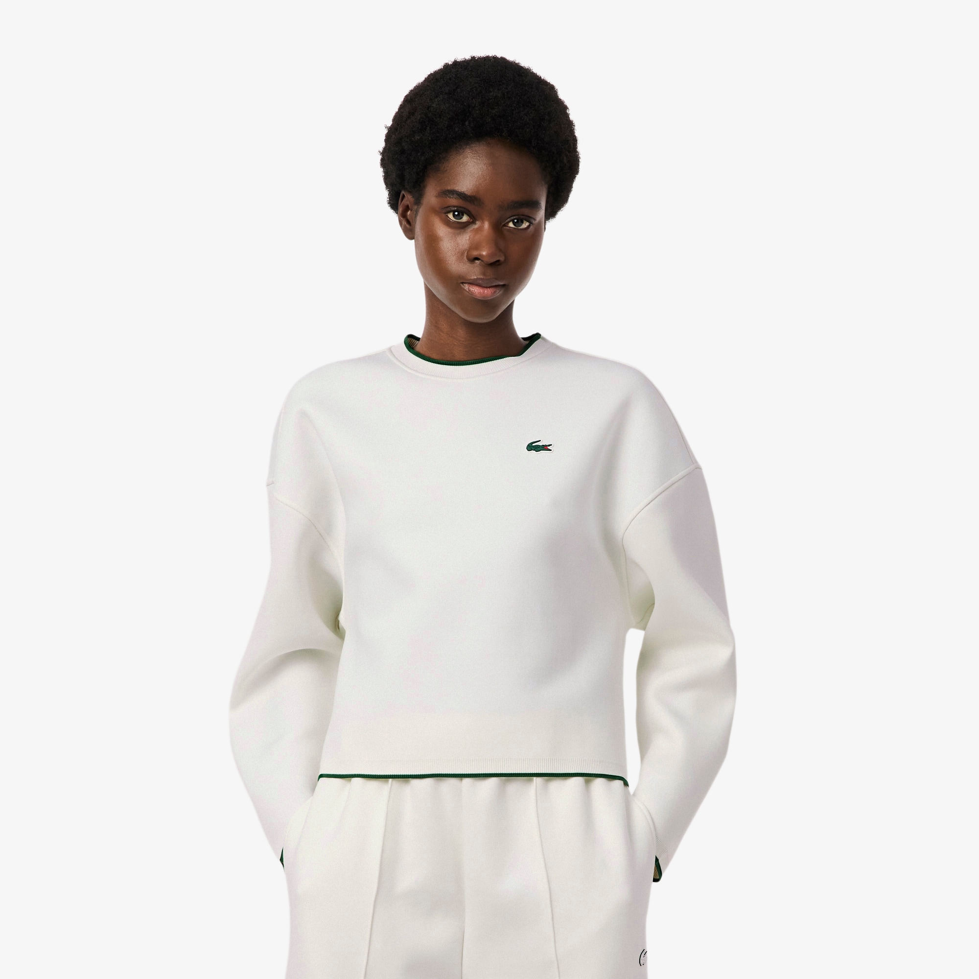 Lacoste Women's Contrast Trim Sport Sweatshirt - 44 In White